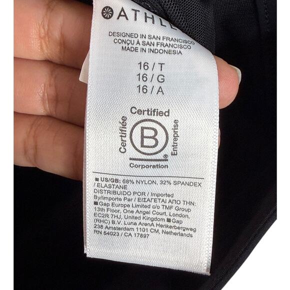 Athleta Women's Pinnacle High Rise Trouser Black Wide Leg Pants Size 16 T - Picture 12 of 12